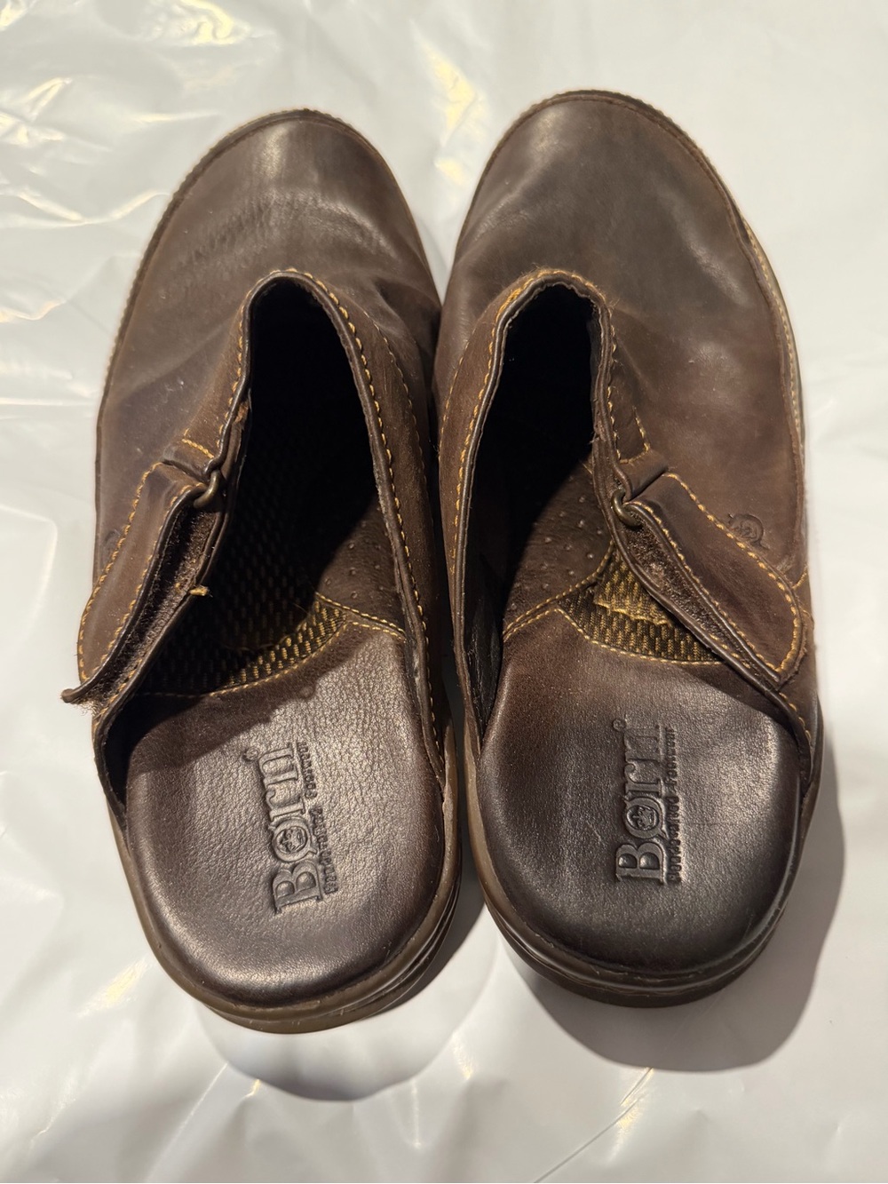 Born Brown Leather Women's Slip-On Clogs